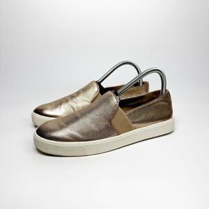 Vince Women's Metallic Gold Slip-On Sneakers Size 7.5M
